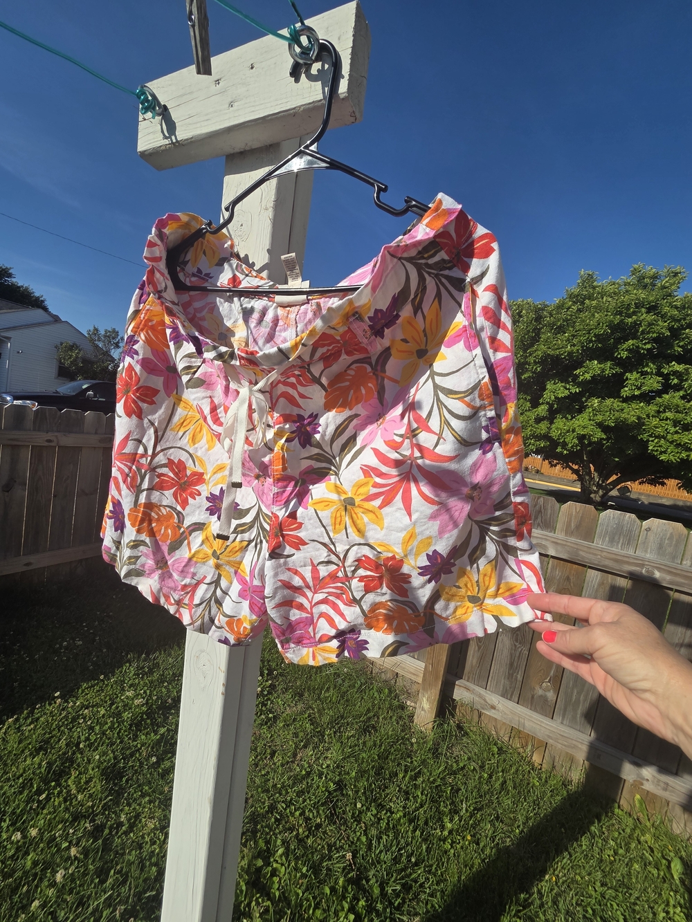 St. John's Bay Floral High-Waist Shorts in White with Pink, Orange & Yellow
